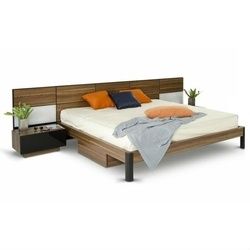 Queen Brown Wood Modern Platform Bed Frame with Headboard and 2 Nightstands