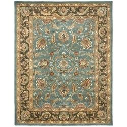 Handmade Heritage Blue/ Brown Wool Rug (12' x 18')