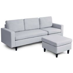 L-shaped Convertible Sectional Sofa with Massage Back Cushion