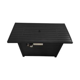 Living Source International 4" H x 54" W Steel Outdoor Fire Pit Table with Lid (Black)