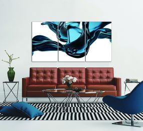 Oppidan Home &quot;Abstract Liquid in Blue&quot; 3 Piece Acrylic Wall Art (36&quot;H x 72&quot;W)