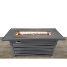 Living Source International Steel Propane/Natural Gas Outdoor Fire Pit Table with Lid (gray)