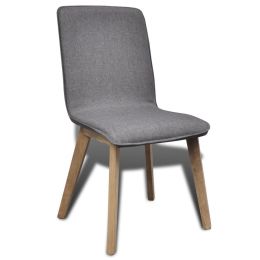 Dining Chairs 6 pcs Dark Gray Fabric and Solid Oak Wood