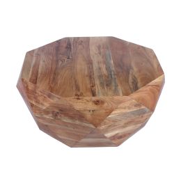 Diamond Shape Acacia Wood Coffee Table With Smooth Top; Natural Brown