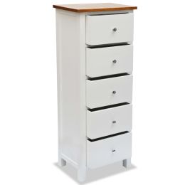 Tall Chest of Drawers 17.7"x12.6"x45.3" Solid Oak Wood