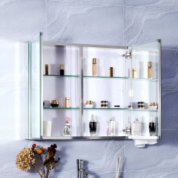 [PICK UP ONLY ] Frameless 2 Doors with 4 Adjustable Shelves both for Surface Recessed Medicine Cabinet