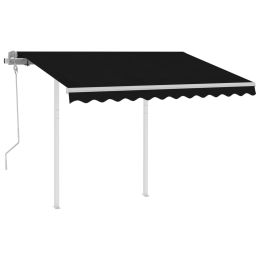 Manual Retractable Awning with Posts 118.1"x98.4" Anthracite