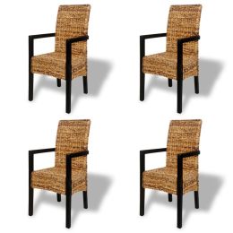 Dining Chairs 4 pcs Abaca and Solid Mango Wood