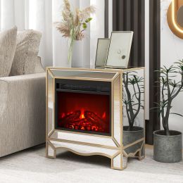 W 23.2&quot;X D 13.4&ldquo; X H 24.4&rdquo; Mirrored mantelpiece with champagne color bezel Built in 1500 function heating