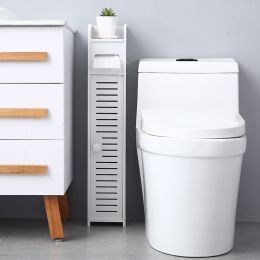 Small Bathroom Storage Corner Floor Cabinet Thin Toilet Vanity Cabinet Bath Sink Organizer Towel Storage Shelf for Paper Holder