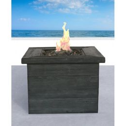 Living Source International Fiber Reinforced Concrete Propane/Natural Gas Fire Pit Table (Dark Wood)