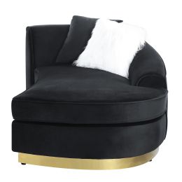 Achelle Chaise w/2 Pillows in Black Velvet LV01048