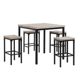 Counter Height 5 Pieces Dining Set In Brown And Black