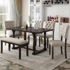 6-Piece Dining Table and Chair Set with Special-shaped Legs and Foam-covered Seat Backs&Cushions for Dining Room