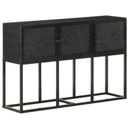 Sideboard 45.3"x11.8"x29.9" Solid Mango Wood (Color: Black)