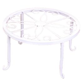 Plant Stand Floor Flower Pot Rack Round Iron Home Garden Indoor Balcony Decor (Color: White)