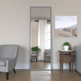 Modern Full Length Mirror, 65" x 22"x 1.2" (Material: Aluminum alloy, Color: Sapphire)