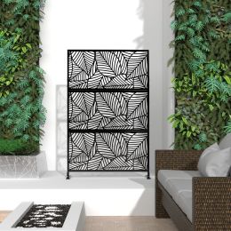 6.5 ft. H x 4 ft. W Patio Laser Cut Metal Privacy Screen, 24"*48"*3 panels (Material: Galvanized steel, Color: Black)