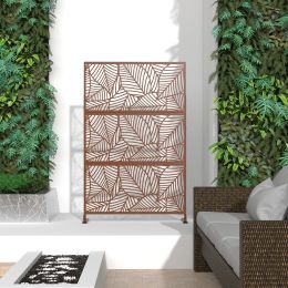 6.5 ft. H x 4 ft. W Patio Laser Cut Metal Privacy Screen, 24"*48"*3 panels (Material: Galvanized steel, Color: Brown)