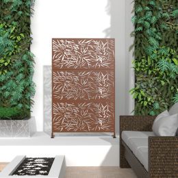 6.5 ft. H x 4 ft. W Outdoor Laser Cut Metal Privacy Screen, 24"*48"*3 panels (Material: Galvanized steel, Color: Brown)