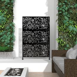 6.5 ft. H x 4 ft. W Outdoor Laser Cut Metal Privacy Screen, 24"*48"*3 panels (Material: Galvanized steel, Color: Black)