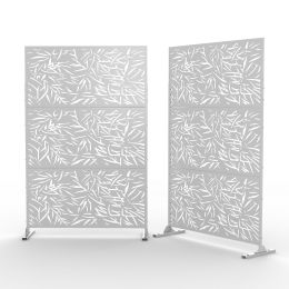 6.5 ft. H x 4 ft. W Outdoor Laser Cut Metal Privacy Screen, 24"*48"*3 panels (Material: Galvanized steel, Color: White)