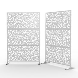 6.33 ft. H x 3.93 ft. W Laser Cut Metal Privacy Screen;  24"*48"*3 panels (Material: Galvanized steel, Color: White)