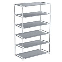 3/4/5/6/7-Tier Shoe Tower Shelf Organizer Shoe Rack Storage 21 Pairs Shoes Shelves Metal Holder (size: 6-Tier)