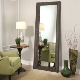 Distressed Wood Full Length Mirror (Color: Grey)