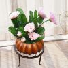 Plant Stand Floor Flower Pot Rack Round Iron Home Garden Indoor Balcony Decor