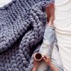 Chunky Knit Blanket Handmade Knitting Warm Knitting Throw Blanket